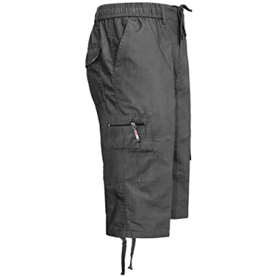 Image of MENS COTTON CARGO MULTI POCKET 3/4 SHORTS SMART M L XL XXL 3XL NEW COOL (medium 32 34 waist, GREY)