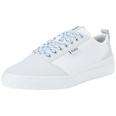 Image of HUGO DYER Trainers, Men&#039;s, Size: 10, Open white Imitation leather/ textile