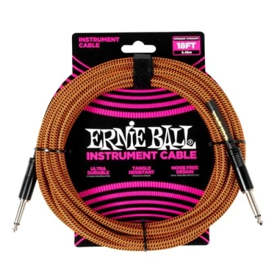 Image of Ernie Ball Braided Instrument Cable Straight/Straight 18ft Pumpkin Pie