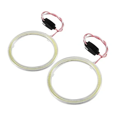 Image of Aramox 1 Pair COB Angel Eyes Headlight, Motorcycle Car LED Halo Rings Eye Chips Headlight DRL(90mm)