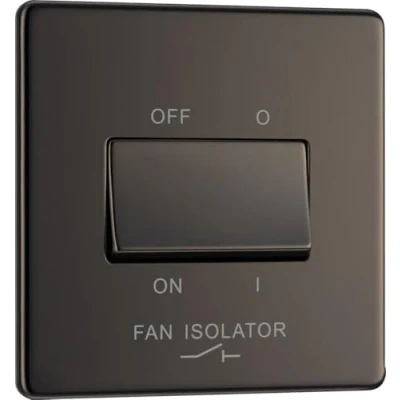 Image of BG Screwless Flatplate FBN15 Extractor Fan Isolator Switch 3 Pole 10 Amp (Black Nickel)