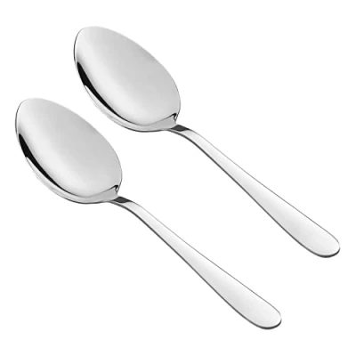Image of Tala Performance Stainless Steel Serving Spoons, Premium 2 Piece Set, with Mirror Polish Finish, Dishwasher Safe, Metallic Silver