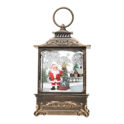 Image of jiyun Christmas Snow Globe Lantern, Glitter Water Spinner Santa Claus LED Indoor Light Up Ornament Home Décor