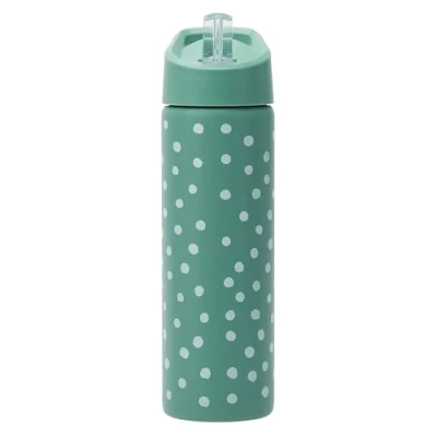 Image of Smash Stainless Steel Water Bottle with Flip Top Lid and Straw Polka 750ml