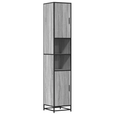 Image of vidaXL Bathroom Cabinet Storage Unit Modern Grey Sonoma Engineered Wood &amp; Metal