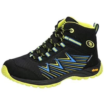 Image of Brütting Chesna High Cross Country Running Shoe, Schwarz/Blau/Lemon, 1.5 UK Child