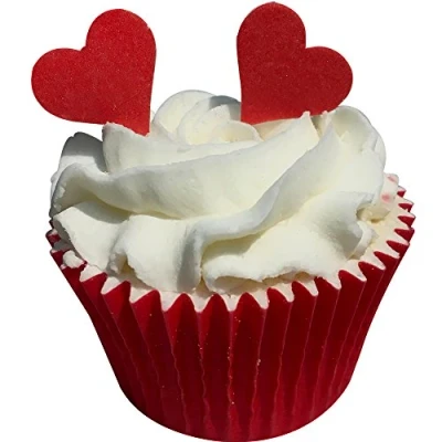Image of Pack of 36 Pre Cut Plain Red Mini Wafer Heart Decorations 201 835