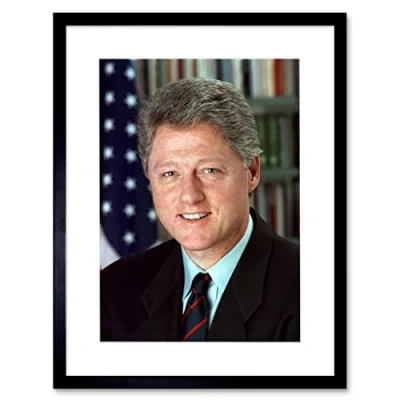 Image of Artery8 US President Bill Clinton Portrait Photo Artwork Framed Wall Art Print 12X16 Inch