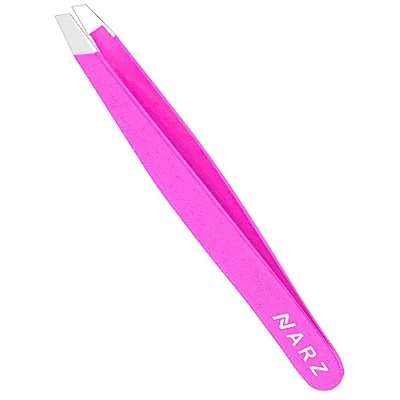 Image of 1Pcs Professional Slanted Tweezer for Facial Hair Women &amp; Men Stainless Steel Precision Tweezers Ingrown (1 Piece Pink)