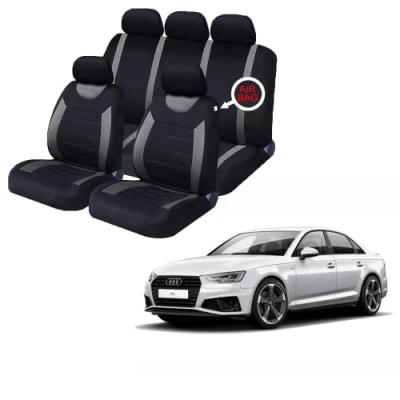 Image of Xtremeauto Full Set Of Car Seat Covers For Audi A4 Universal With Headrest (Black Grey)