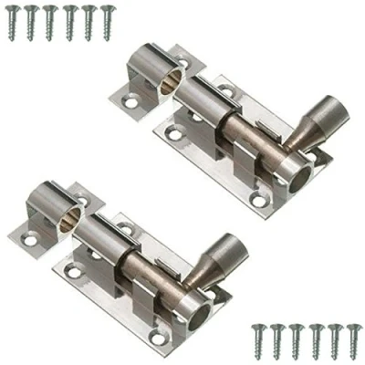Image of 2X Chrome 40mm Door Slide Bolts Small Bathroom Latch Locks