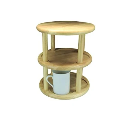 Image of APOLLO THE HOUSEWARES BRAND Light Wooden Mug Carousel Double Decker Holds 6 x Mugs Sturdy and Secure Kitchen Worktops Classic Design