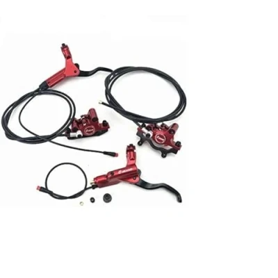 Image of Zoom Hydraulic Disc Brake for E bike HB 875 Front &amp; Rear Set No Rotor (Red)