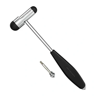 Image of MDF Babinski Buck® Neurological Reflex Hammer with built in brush for cutaneous and superficial responses Light HDP Handle Black (MDF515PBT 11)
