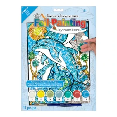 Image of Royal &amp; Langnickel FPBN 4 Foil Dolphins Paint by Numbers Kit