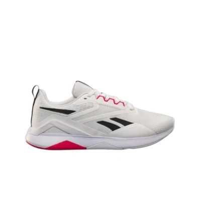 Image of Reebok Nanoflex Unisex Trainers, Size: 9.5, White/black/energy red Textile/synthetics