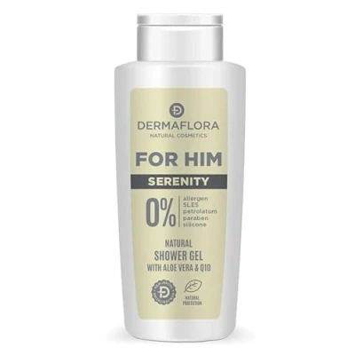 Image of Dermaflora for Him Shower Gel Serenity 500ml Refreshing &amp; Hydrating Body Wash Men Aloe Vera Natural Ingredients