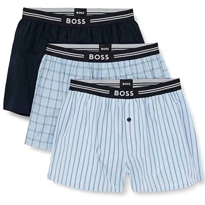 Image of BOSS Men&#039;s 3P Woven Boxer Shorts, Open Blue465, S (Pack of 3)