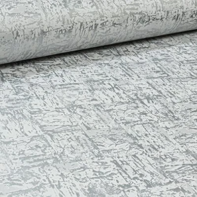 Image of SOPHIE LAURENCE Luxury Metallic Concrete Textured Paste The Wall Industrial Distressed Effect Charcoal Slate Wallpaper (Silver Grey)
