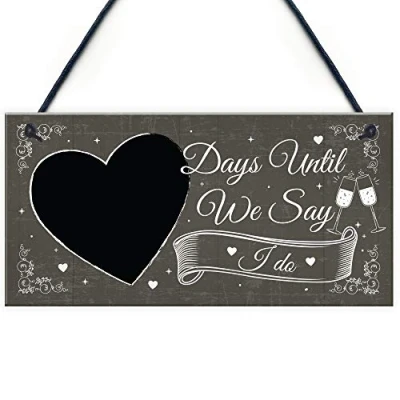 Image of RED OCEAN CHALKBOARD Days Until Wedding Decoration Hanging Plaque Party Keepsake