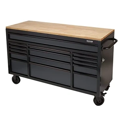 Image of Bunker Workbench Roller Tool Cabinet, 15 Drawer, 61&quot;, Grey