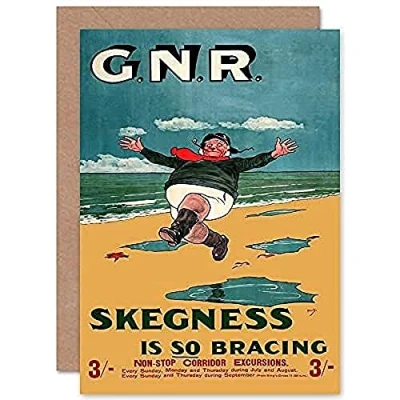 Image of Fine Art Prints GNR Rail Skegness Vintage Advert Greeting Card With Envelope Inside Premium Quality