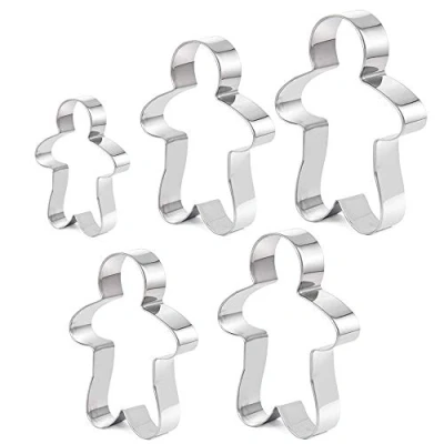 Image of 5 Pcs Ginger Bread Man Cookie Cutters Stainless Steel Gingerbread Boy Cutte for Biscuit Cutter