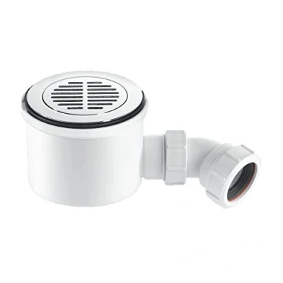 Image of McAlpine ST90CPB S HP2 CP BRASS Grid Flange 90mm High Flow Shower Trap Waste