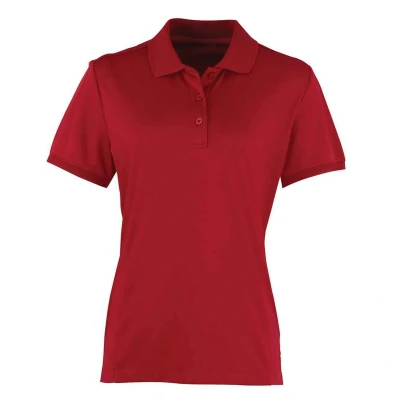 Image of Premier Womens/Ladies Coolchecker Pique Polo Shirt (Burgundy) Size 12 UK