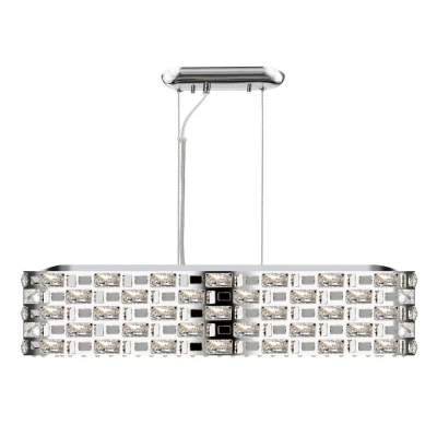 Image of Lola 6 Light Oblong Chrome Crystal Pendant Ceiling