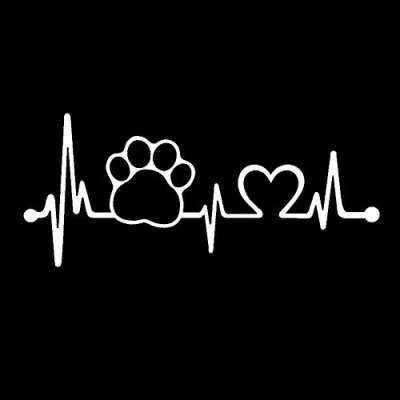 Image of Porfeet Car Sticker, Heartbeat Dog Paw Creative Motorcycle Window Body Decoration Sticker Decal White