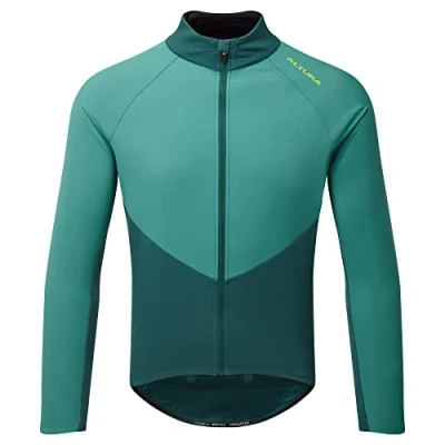 Image of Altura Mens Endurance Long Sleeve Windproof Water Repellent Thermal Cycling Jersey Dark Green Small