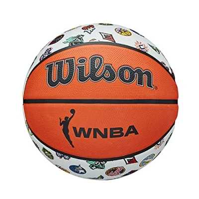 Image of Wilson Basketball WNBA ALL TEAM, Outdoor, Rubber, Size: 6, Brown/White