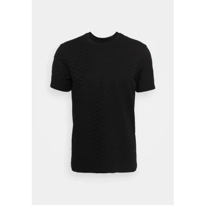 Image of Armani Mens All Over Monogram T Shirt in Black Cotton Size X Large