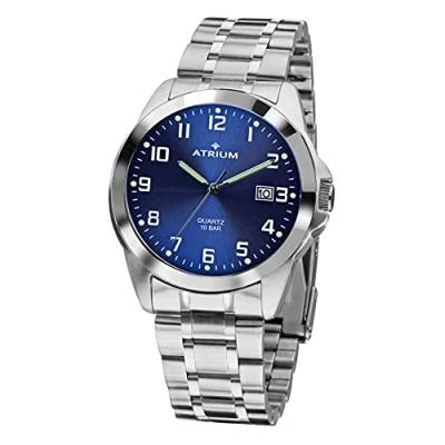 Image of Atrium stainless steel men&#039;s watch, 10 bar, robust, with date, A16   35