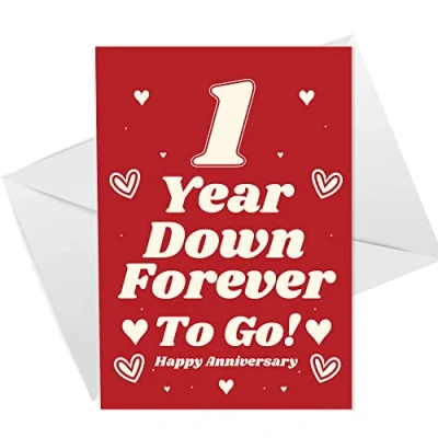 Image of Funny Joke 1st Anniversary Card For Husband Wife Him Her Men Women
