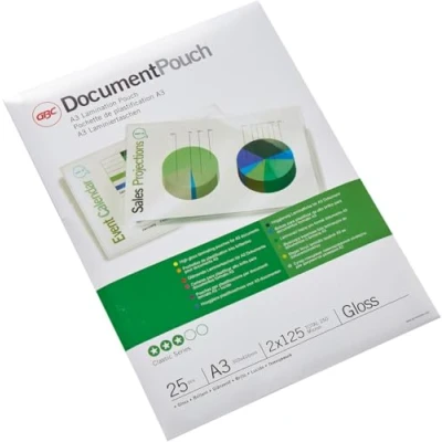 Image of GBC A3 2x125 Micron Gloss Laminating Pouches, Pack of 25, 3747237
