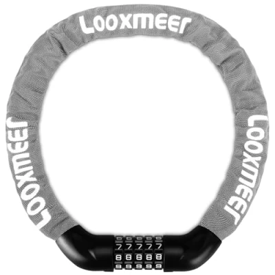 Image of Looxmeer Bike Lock Heavy Duty, 900mm 5 Digit Combination Bicycle Chain High Security, Resettable 100,000 Codes Cycling for Bicycle, Motorcycle, Scooter, Door, Gate Fence, Grey