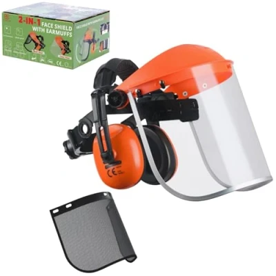 Image of GUARDLEAD Mesh Visor Ear Muff Combination For Grass trimmer &amp; Brush cutter Adjustable 2 in 1 Face Shield