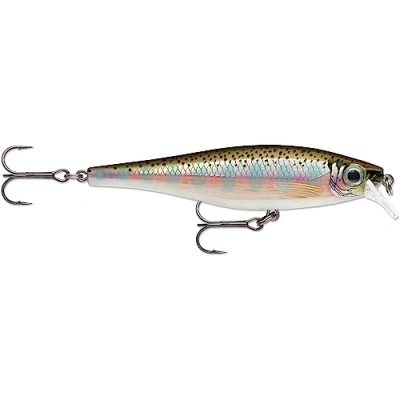 Image of Rapala BX Minnow Lure with Two No. 4 Hooks, 0.9 1.5 m Swimming Depth, 10 cm Size, Rainbow Trout
