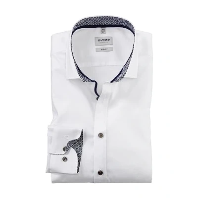 Image of Olymp Level Five Men&#039;s Business Shirt Long Sleeve Plain Body Fit Modern, White 00, 18