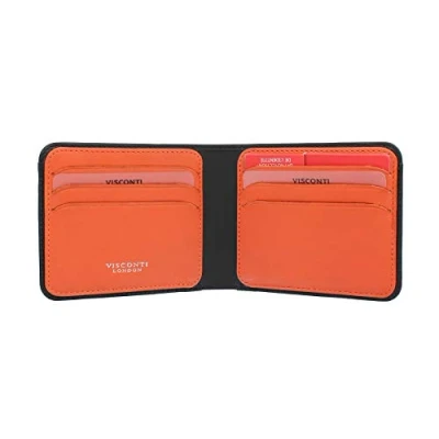 Image of VISCONTI Slim Collection Trim Leather Wallet with RFID and Tap Go VSL35 Black/Orange