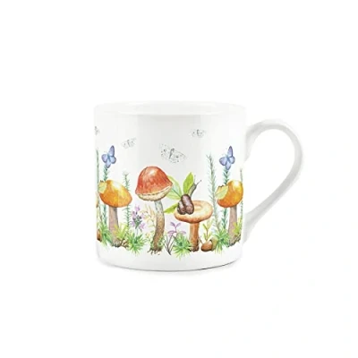 Image of Purely Home Mushrooms and Wildlife Mug Fine Bone China White Garden Coffee/Tea Present Gift