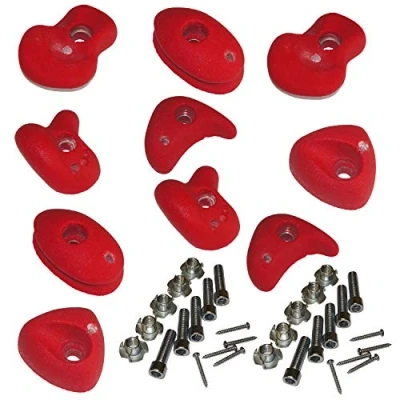 Image of Garden Games Climbing Wall Holds Pack of 10 High Grip Poly Resin Stones (Red, Pack)