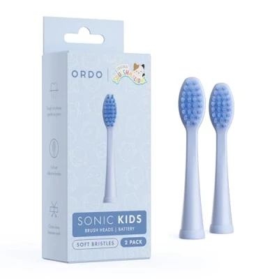 Image of Ordo Squishmallows Toothbrush Heads, 2 x Replacement Brush Heads for Kids Battery Toothbrush, Soft Bristles, Gift Aged 4+, Samir