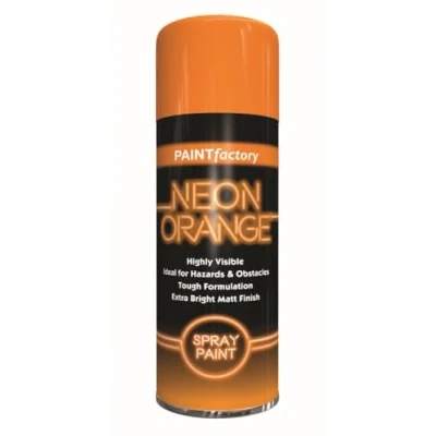 Image of PF Spray Paint Neon Orange 400ML Highly Visible Extra Bright Matte Finish Superior Coverage &amp; Adhesion Factory Ideal for Marking, Hazards Craft Projects