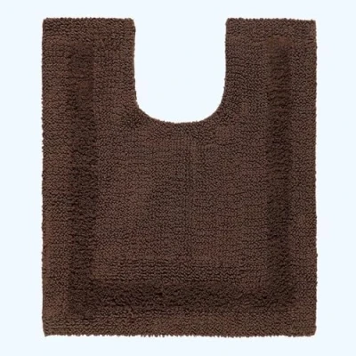 Image of HOMESCAPES Toilet Mat, Luxury 1600gsm Extra Soft 100% Cotton, Reversible Bathroom Mats Non Slip, Washable, Super Absorbent, Quick Dry, Chocolate Brown Pedestal Rug for Toilet, 50 x 55 cm