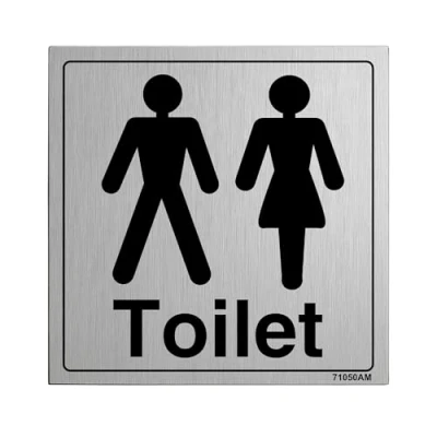 Image of V Safety General Door Gents/Ladies Toilet Sign 150mm x Self Adhesive Alu Effect