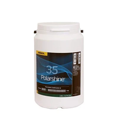 Image of Mirka 5990402 Polarshine 35 Polishing Compound 2,8L VOC: 16 Viscosity: 20.5 Density: 1.45 Water Based Silicone Free Coarse White Pack contains 1 piece