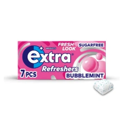 Image of Extra Refreshers Bubblemint Sugar Free Chewing Gum Handy Box 7pcs x Case of 16